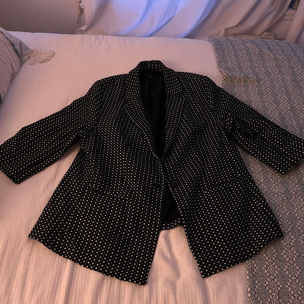 Lane Bryant Patterned 3/4 Sleeve Blazer